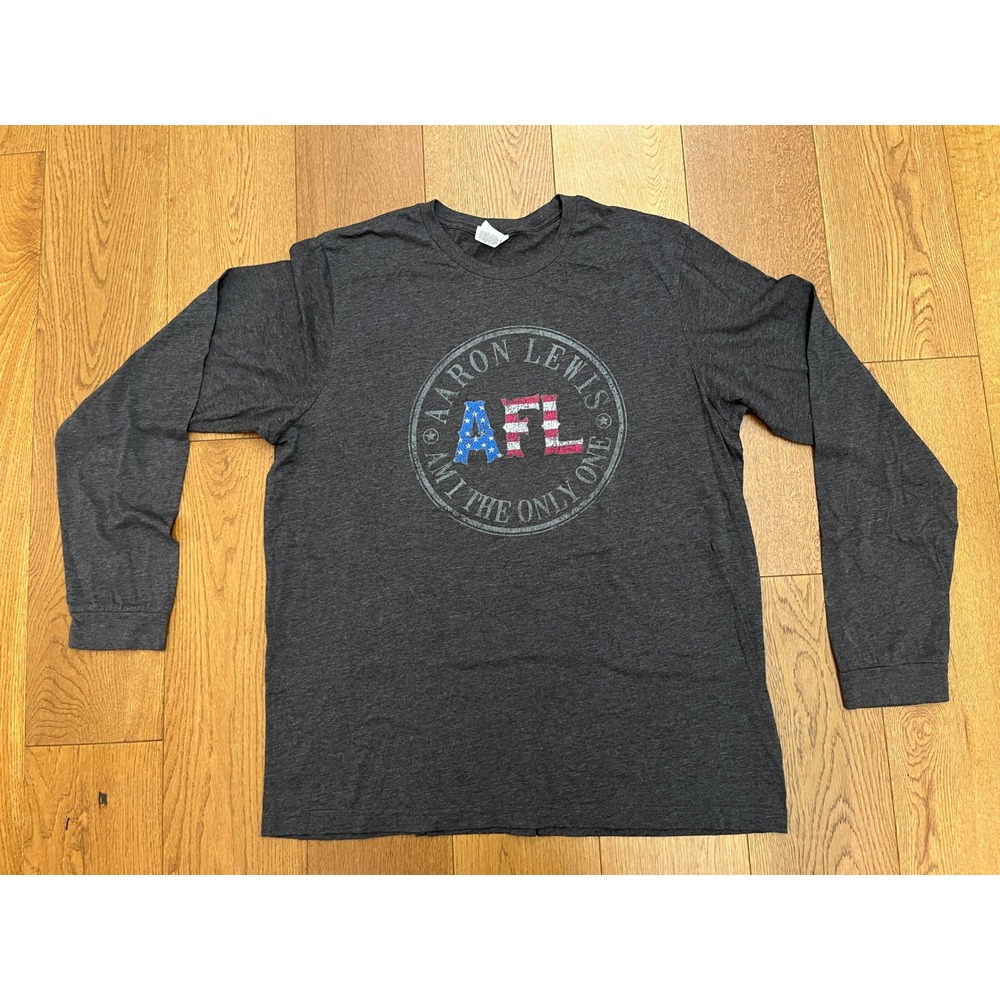 Aaron Lewis Am I The Only One Long Sleeve Graphic T-Shirt Mens 2XL Charcoal Gray